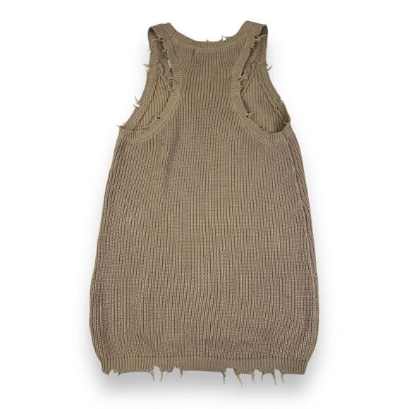 SER.OY.A Yonnit Tan Distressed Ribbed Knit Tank Top Dress Size Medium - Picture 4 of 6